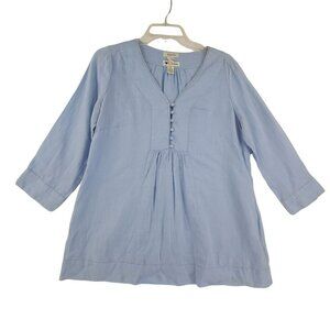 Malvin I Love Linen Hamburg Germany Long Sleeve top Blue size small